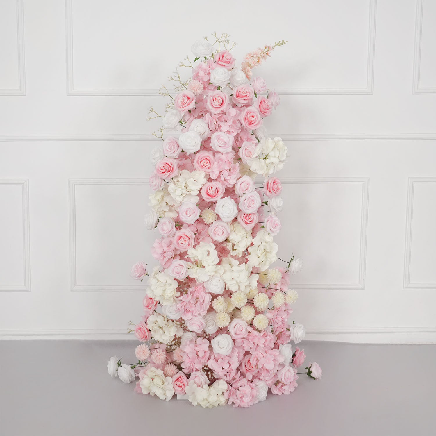 Uflower Artificial Pink White Wedding KT Backdrop Flower Row Decor